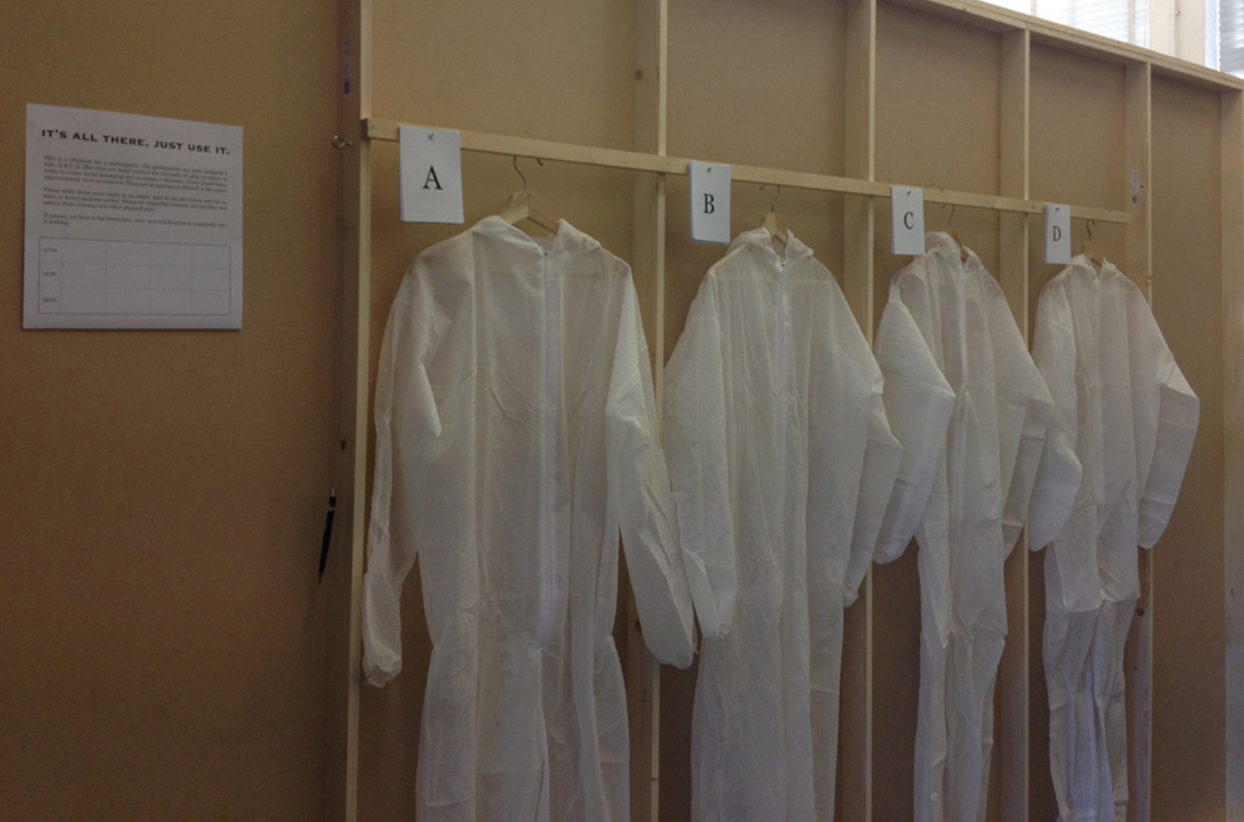 installation view, preparation area for the audience